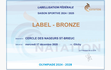 Obtention du label BRONZE de la Fédération Française de Natation