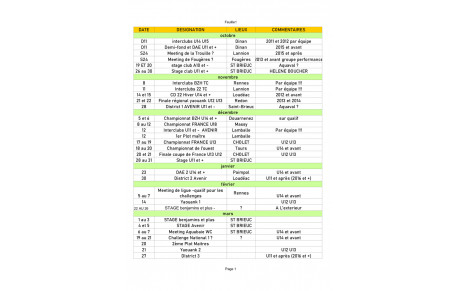CALENDRIER 2026 2027 TOUTES CATEGORIES